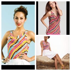 Trina Turk fiesta Palma drape neck silk tank top sleeveless S